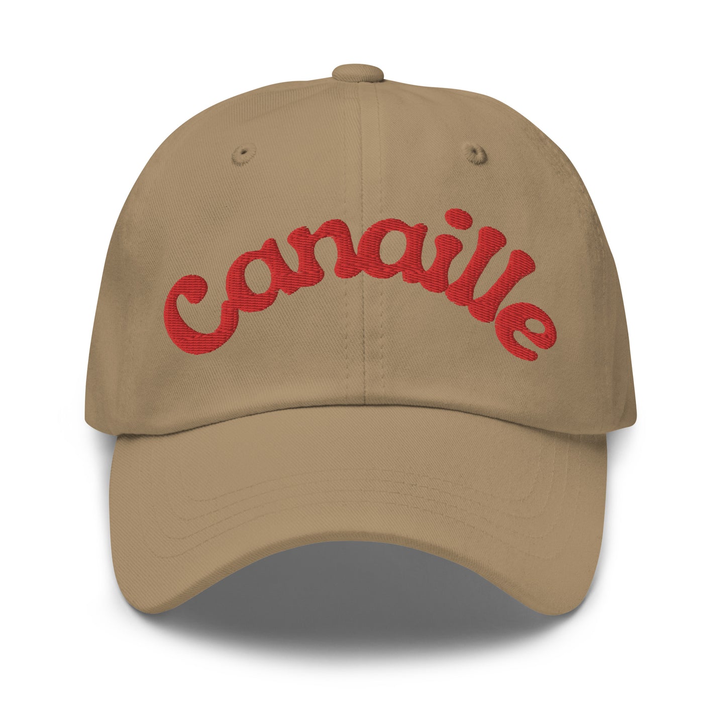 casquette de baseball kaki avec inscription "canaille"