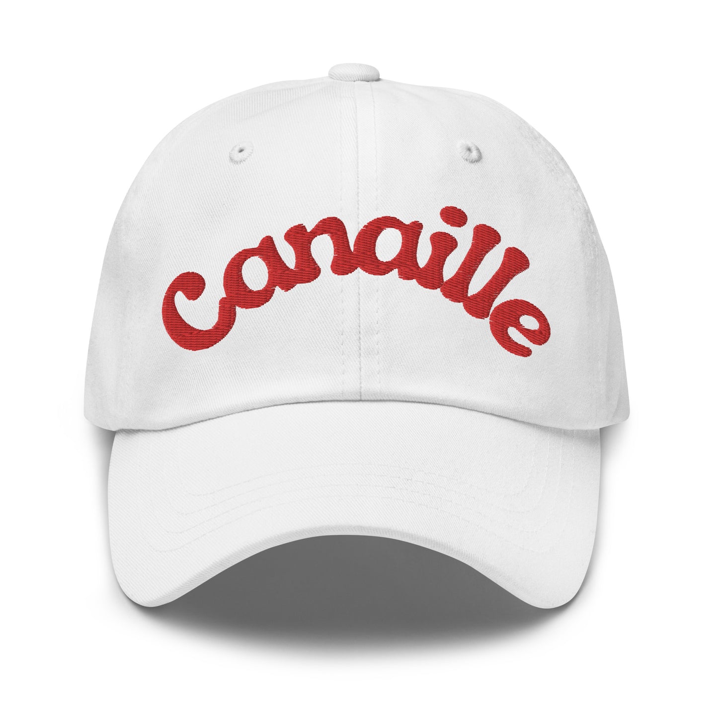 casquette de baseball blanche avec inscription "canaille"