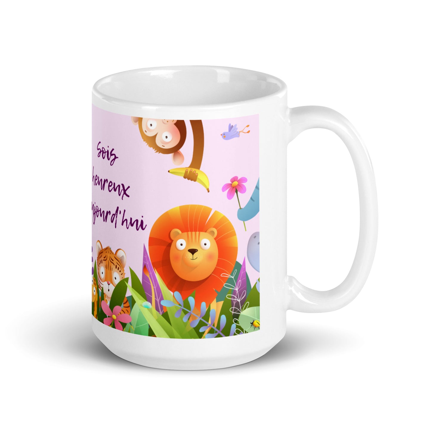 Tasse jungle " sois heureux aujourd'hui" 15 oz