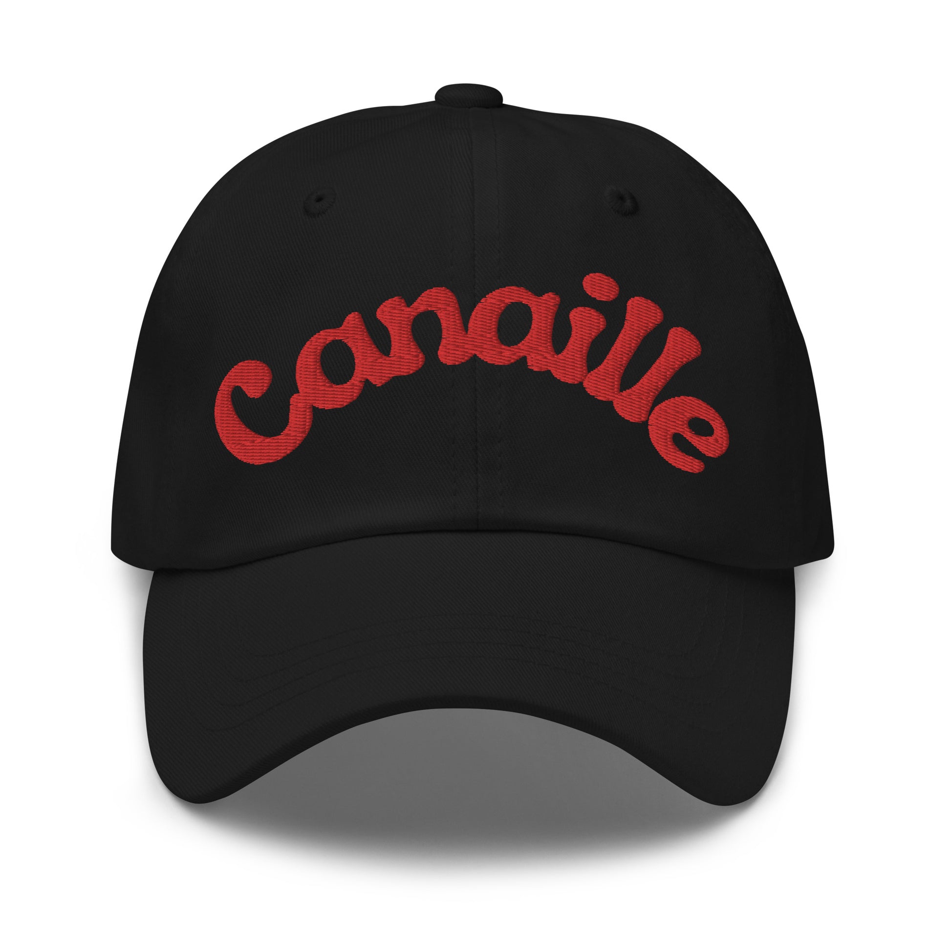 casquette de baseball noir avec inscription "canaille"