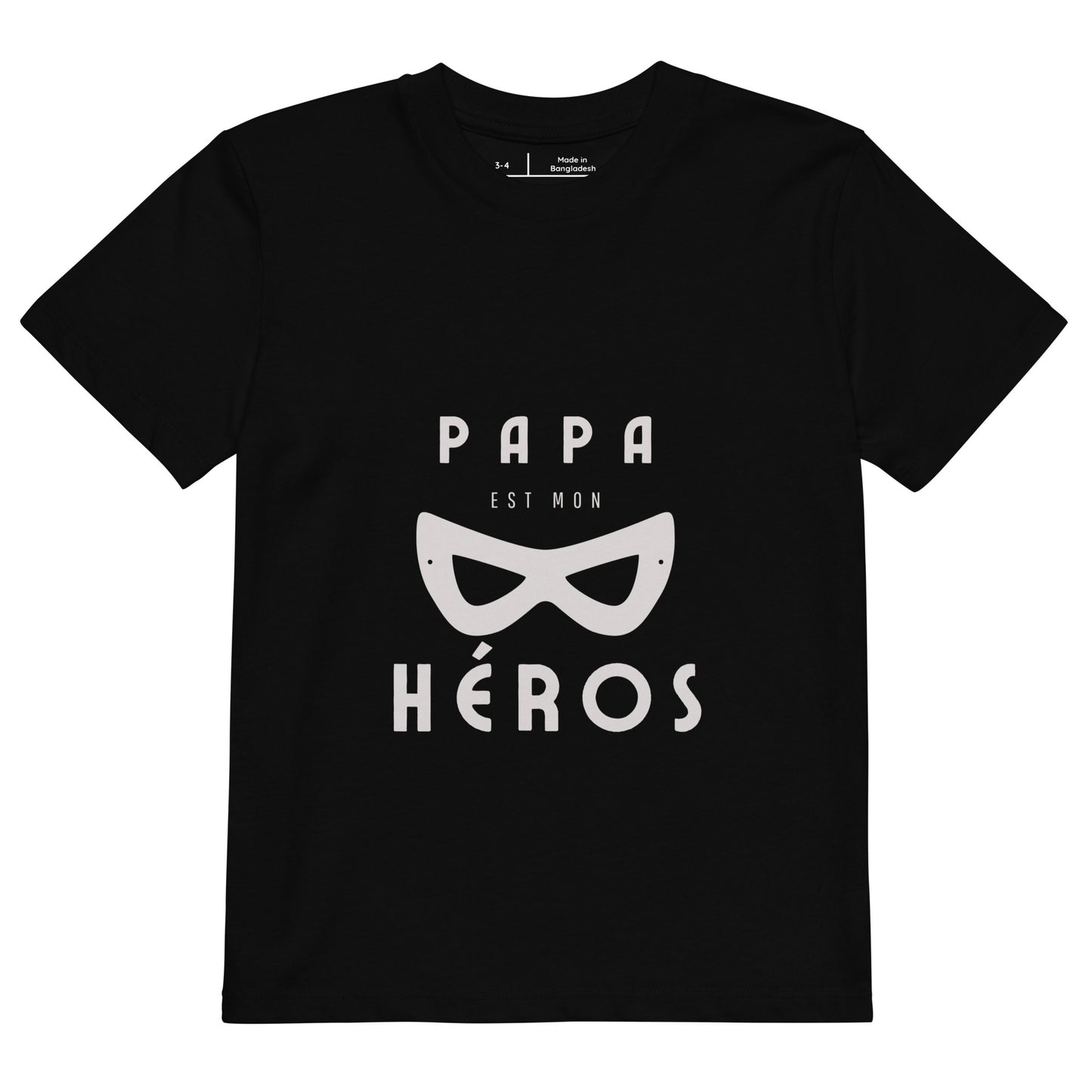 T-shirt Enfant 100% Coton Bio - "Papa est Mon Héros"