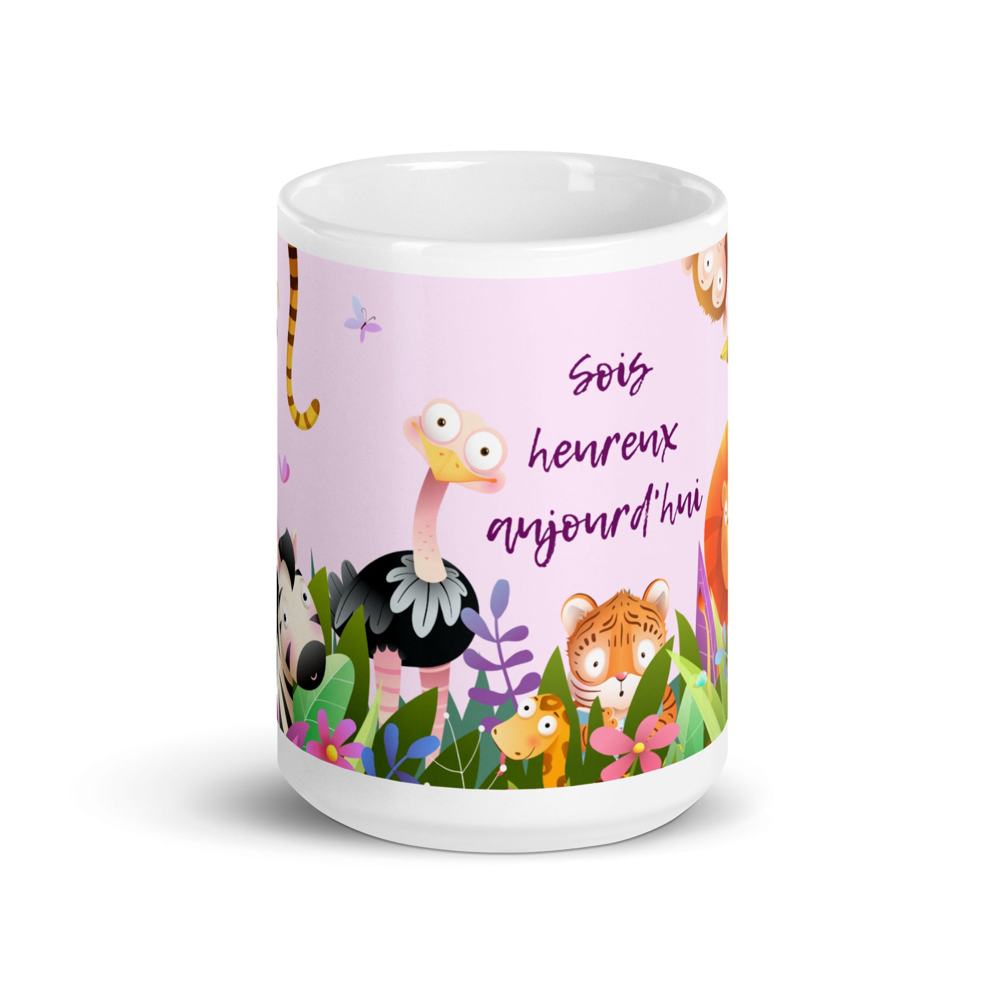 Tasse jungle " sois heureux aujourd'hui" 15 oz